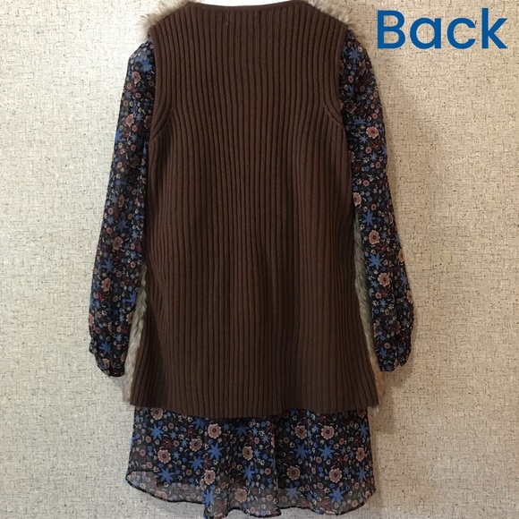 Le Moda Open Front Faux Fur & Knit Vest - Picture 5 of 12